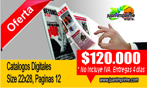 Juanimprime; diseño de catalogos digitales o virtuales a nivel nacional.